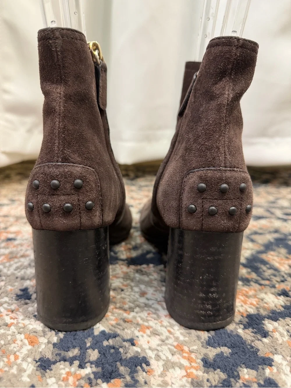 Tod’s Chocolate Brown Suede Wood Heel Chelsea Boots Size 6